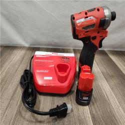 AS-IS- Milwaukee M12 FUEL SURGE 12V Lithium-Ion Brushless Cordless 1/4 in. Hex Impact Driver Compact Kit W/Two 2.0Ah Batteries  Bag