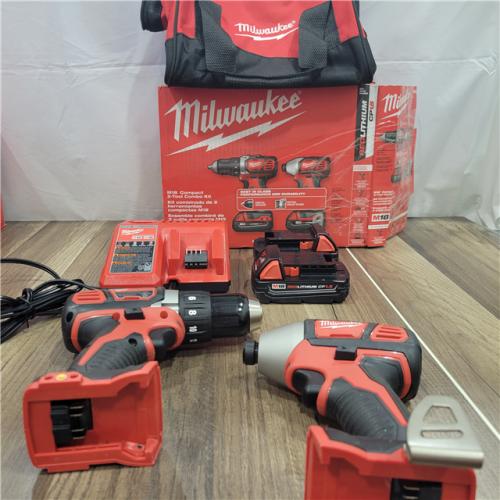 AS-IS Milwaukee M18 18V Cordless Brushed 2 Tool Drill/Driver and Impact Driver Kit