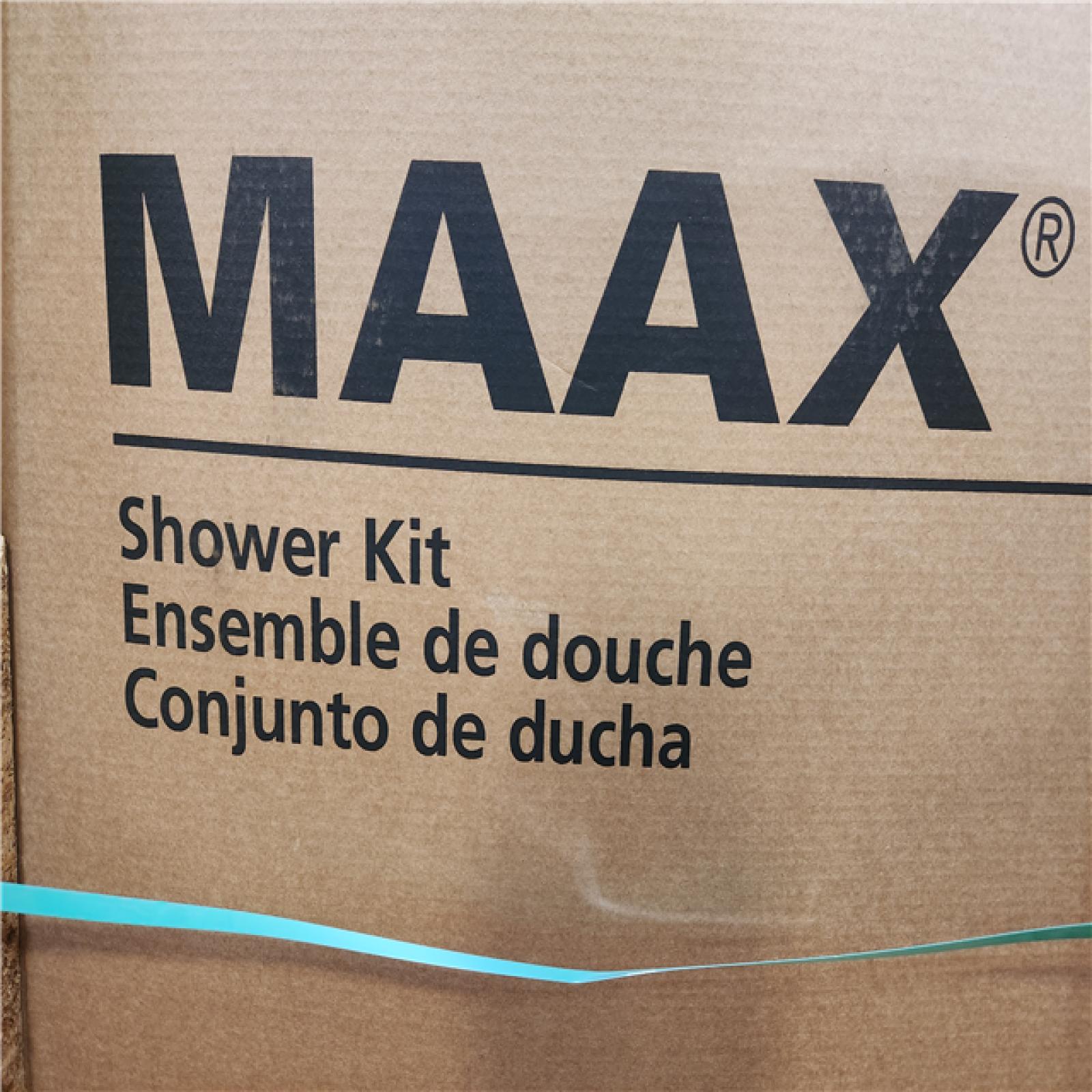 Phoenix 2 NEW MAAX Cyrene 34 in. L x 34 in. W x 76 in. H Corner Center Drain Shower Stall/Kit in White with Clear glass in Brushed Nickel