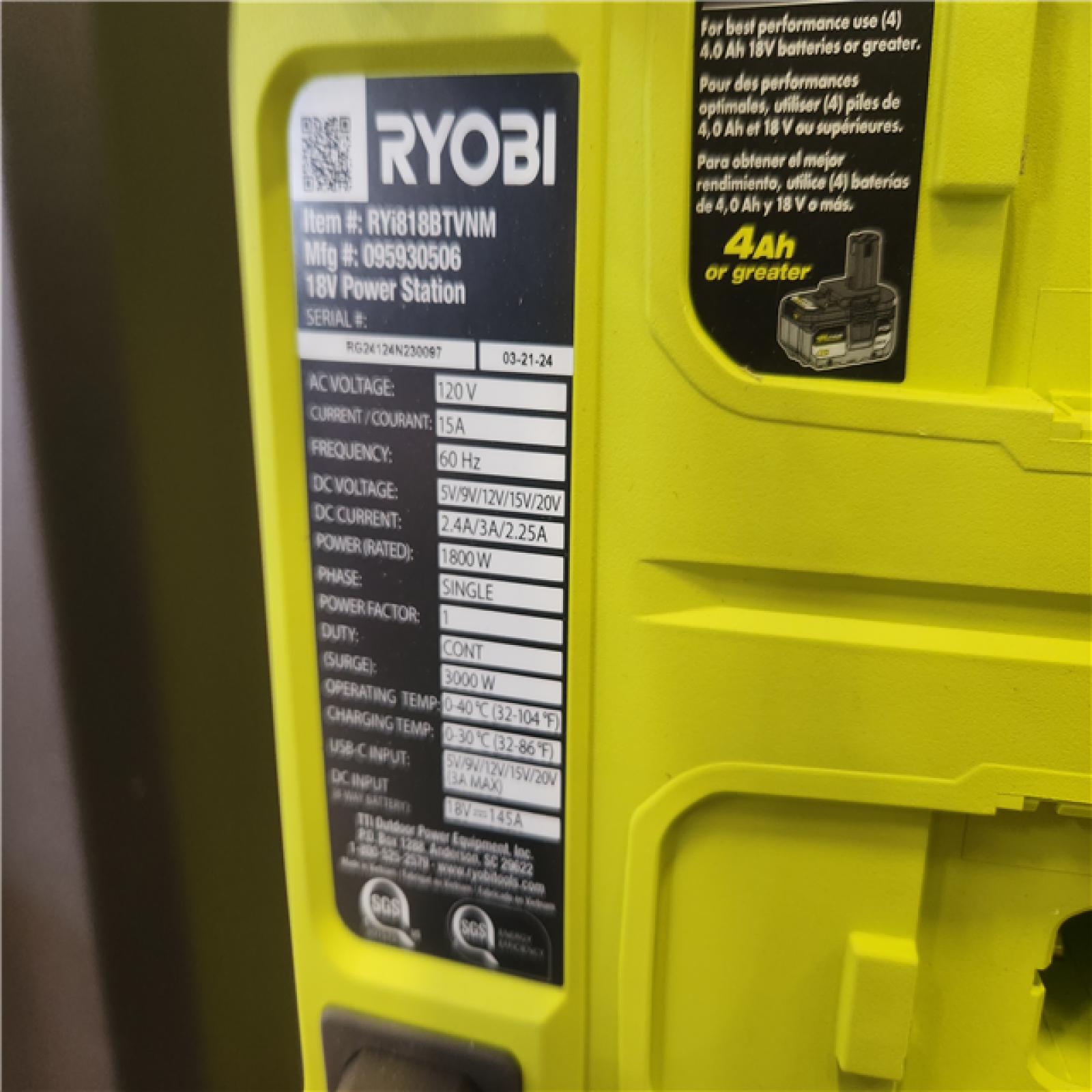 Phoenix NEW RYOBI 18V ONE+ 1800-Watt Portable Battery Inverter Power Station/8-Port Charger (Tool Only)