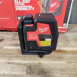 HOUSTON LOCATION - AS-IS MILWAUKEE 100 Ft. REDLITHIUM Lithium-Ion USB Green Rechargeable Cross Line Laser Level with Charger