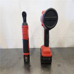 AS-IS- Milwaukee 12/18V Lithium-Ion Cordless 3/8 in. Ratchet and 1/2 in. High Torque Impact Wrench with Friction Ring Combo Kit