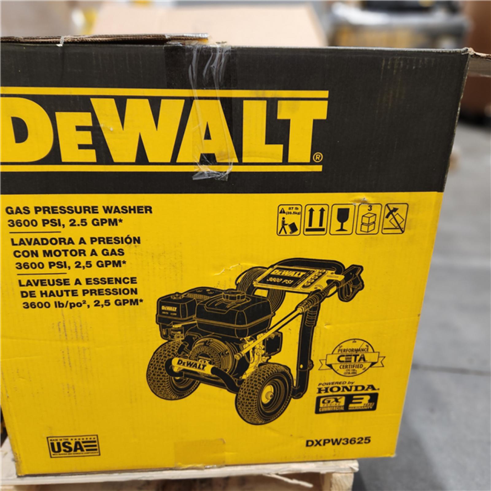 Dallas Location - As-Is DEWALT 3600 PSI 2.5 GPM Gas Pressure Washer -Appears Good Condition