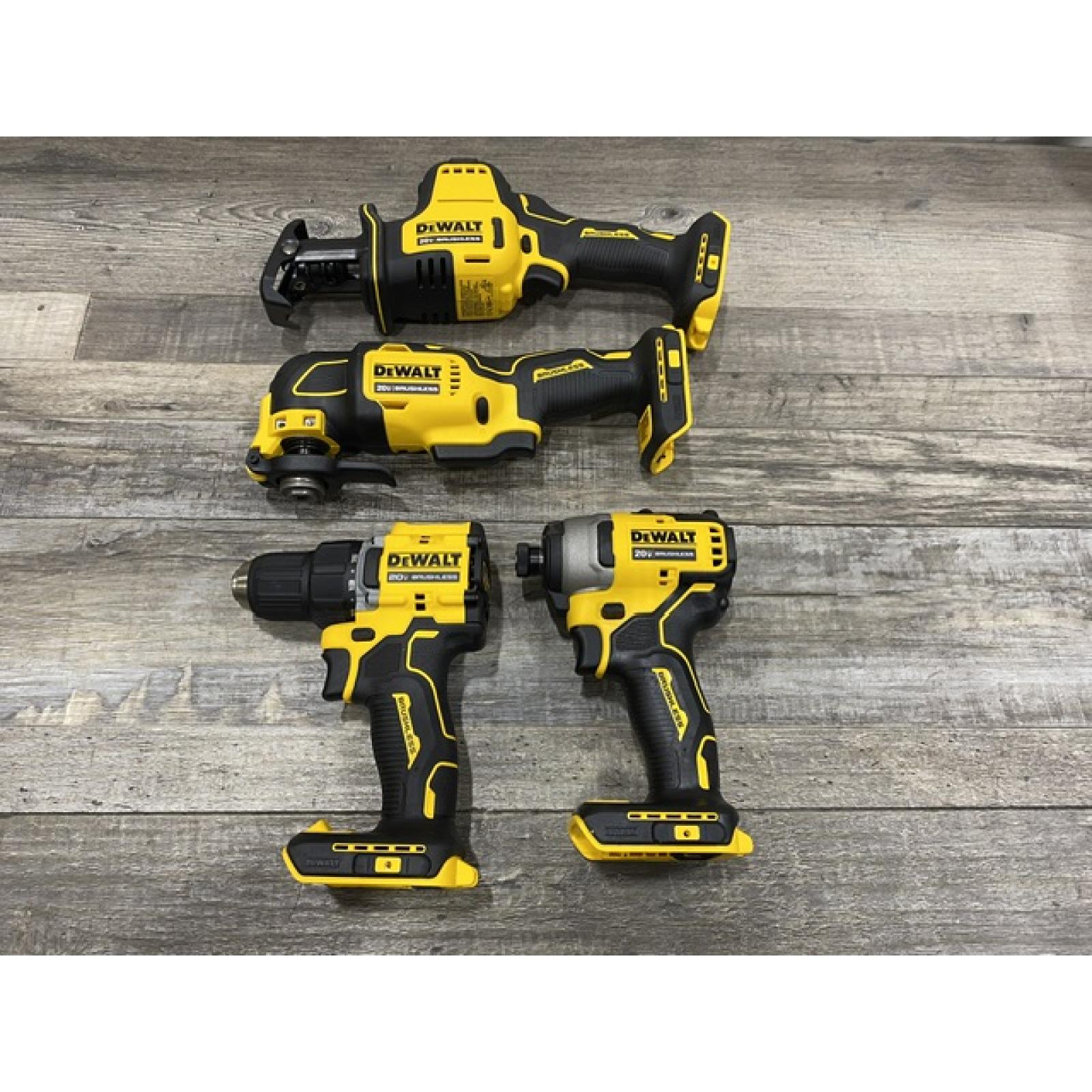 AS-IS DEWALT ATOMIC 20-Volt Lithium-Ion Cordless Brushless (4-Tool) Combo Kit