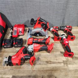 HOUSTON LOCATION - AS-IS Milwaukee M18 18-Volt Lithium-Ion Cordless Combo Kit 7-Tool with 2-Batteries, Charger and Tool Bag