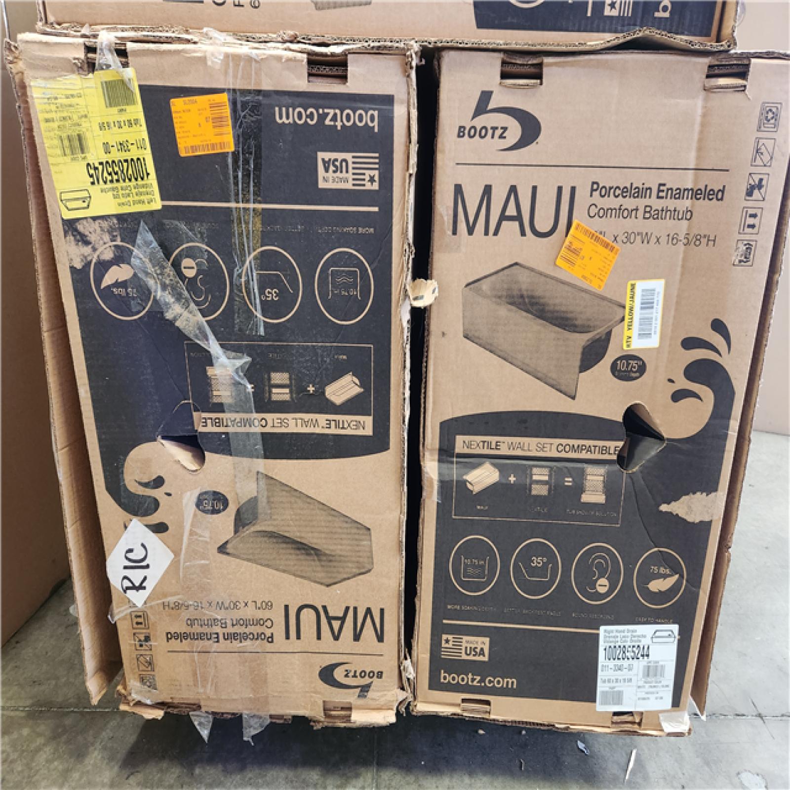 Phoenix AS-IS Bootz Industries Maui 60 in. x 30 in. Alcove Soaking Bathtub with Left Drain in White Pallet (4-Tubs)