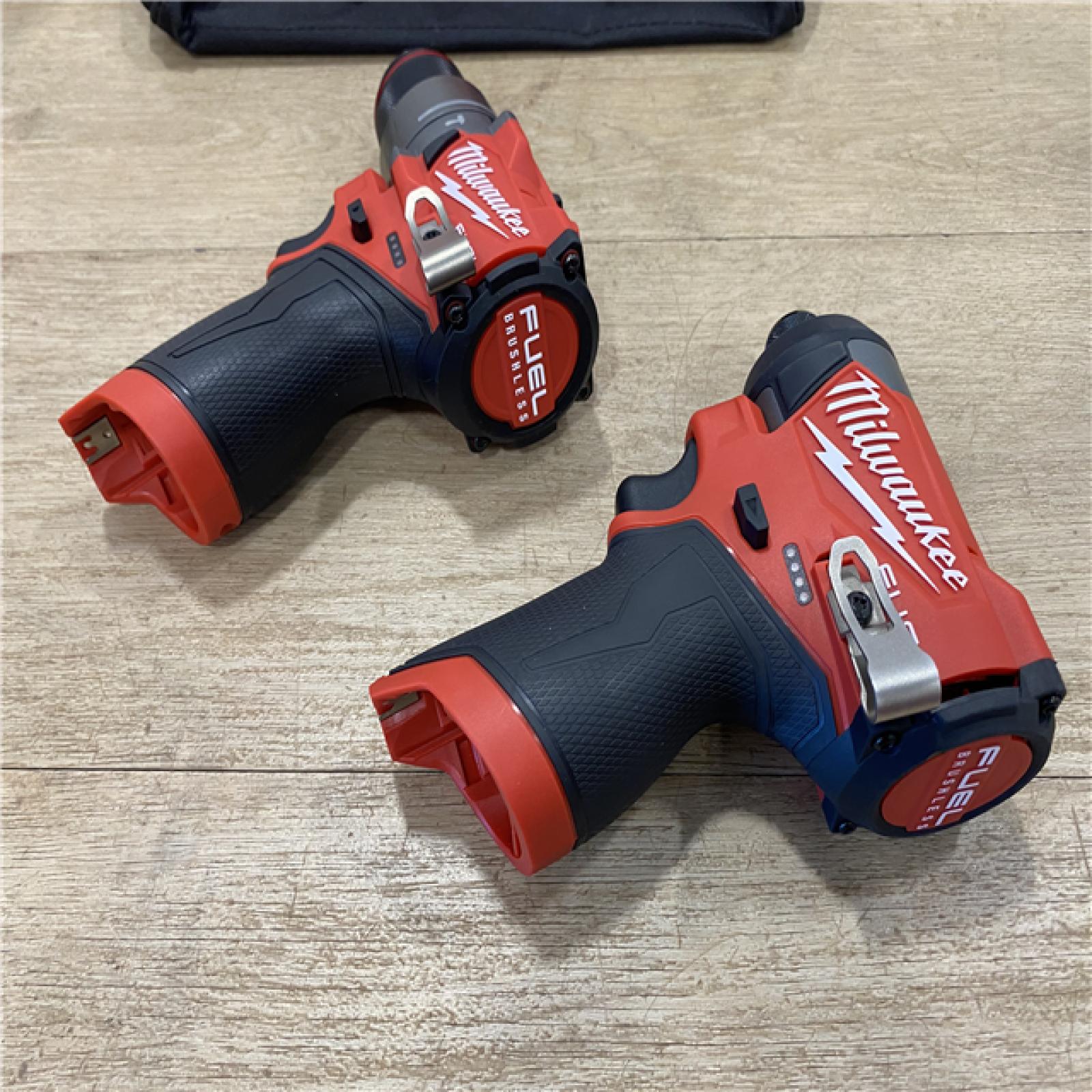 AS-IS Milwaukee FUEL 12-Volt Lithium-Ion Brushless Cordless Hammer Drill and Impact Driver Combo Kit