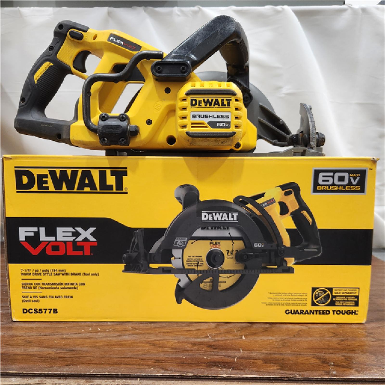 AS-IS DEWALT FLEXVOLT 60V MAX Cordless Brushless 7-1/4 in. Wormdrive Style Circular Saw (Tool Only)