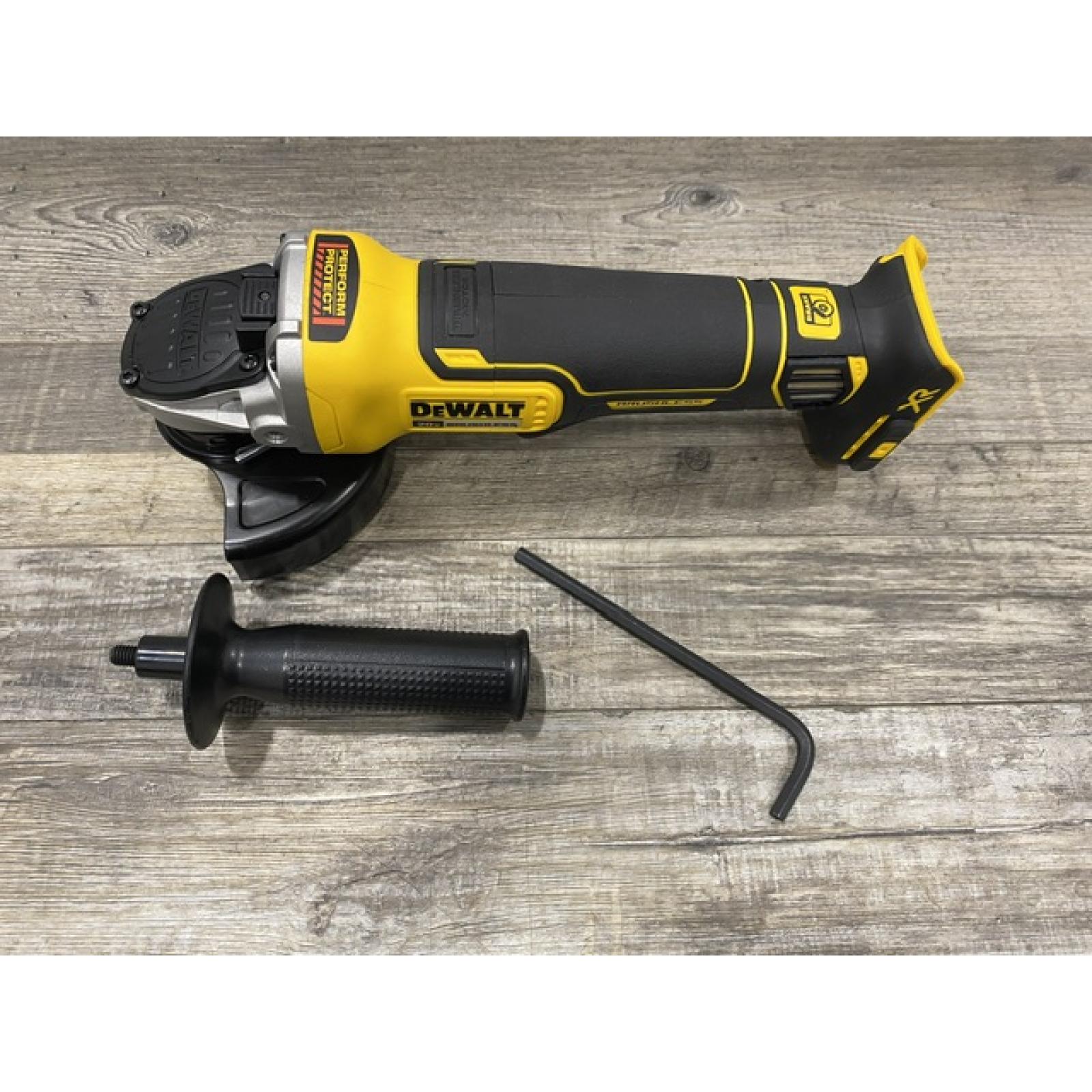 AS-IS DEWALT 20V MAX XR Cordless Brushless 4.5 in. Paddle Switch Small Angle Grinder with Kickback Brake (Tool Only)