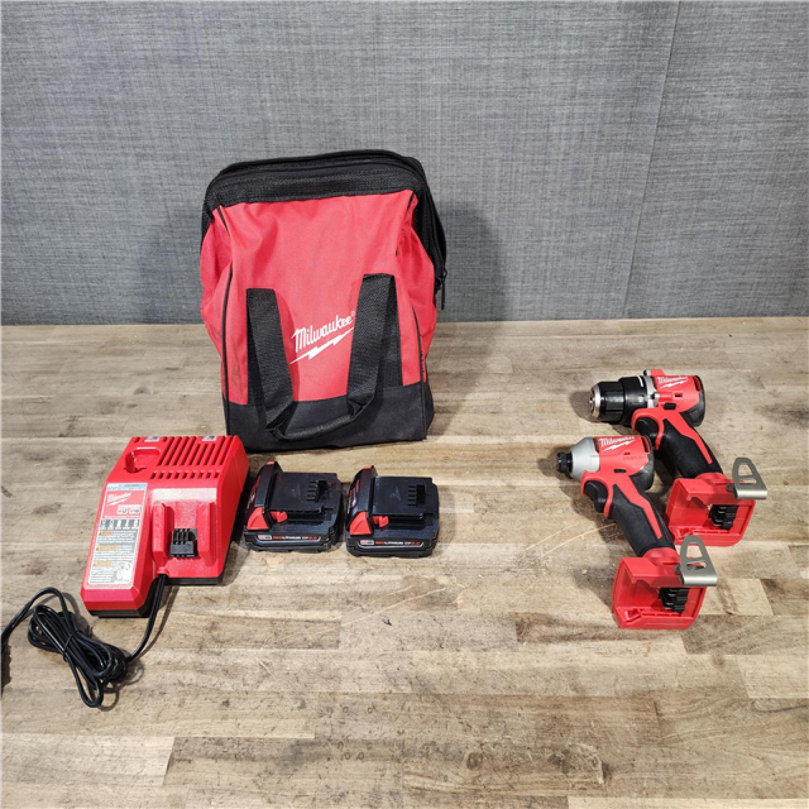 HOUSTON LOCATION - AS-IS M18 18-Volt Lithium-Ion Brushless Cordless Compact Hammer Drill/Impact Combo Kit (2-Tool) with (2) Batteries  Bag