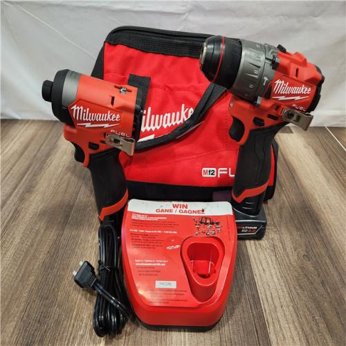 AS-IS- Milwaukee 12V Brushless Hammer Drill and Impact Driver Combo Kit