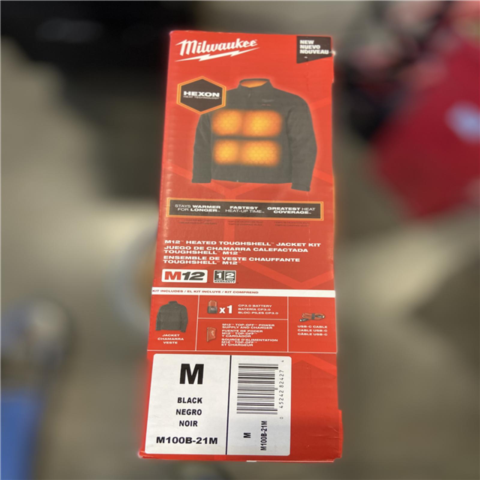 NEW! - Milwaukee Men's Medium M12 12-Volt Lithium-Ion Cordless Tough Shell Black Heated Jacket Kit