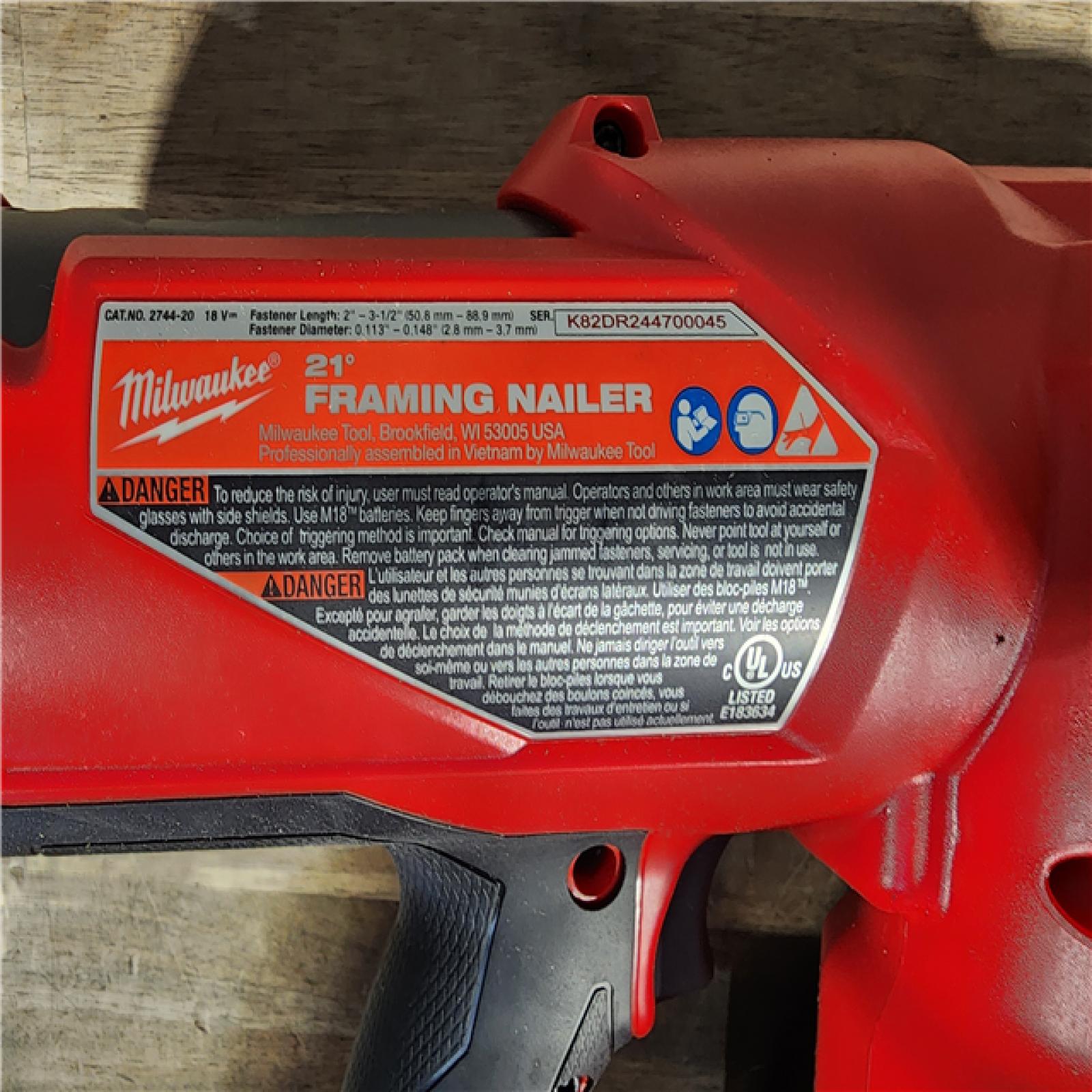 HOUSTON LOCATION - AS-IS Milwaukee 2744-20 M18 FUEL 3-1/2 in. 18-Volt 21-Degree Lithium-Ion Brushless Cordless Framing Nailer (Tool-Only)