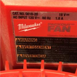AS-IS - Milwaukee 18-Volt Lithium-Ion Brushless Cordless PACKOUT Jobsite Fan (Tool-Only)