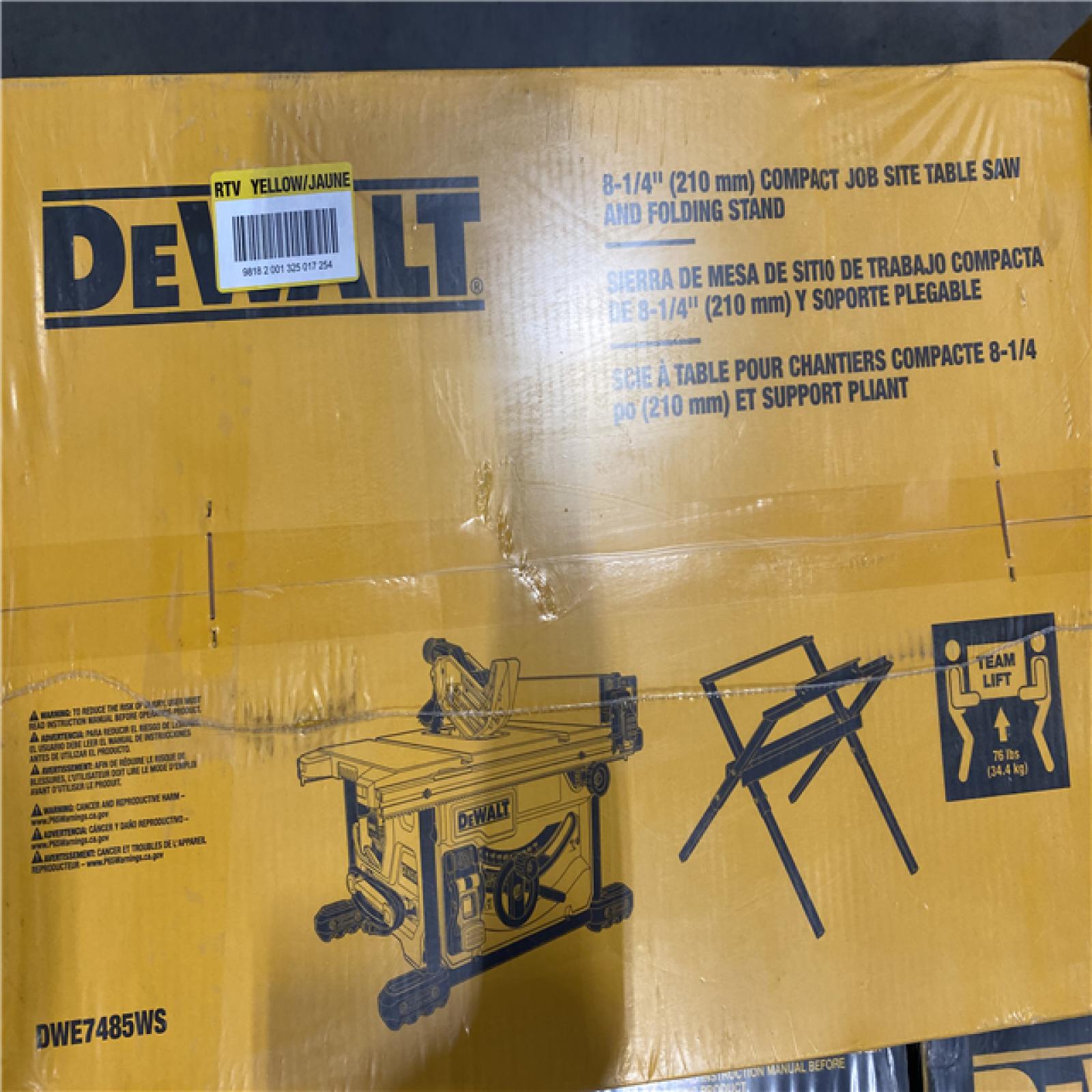 NEW- DEWALT 15 Amp Corded 8-1/4 in. Compact Jobsite Tablesaw with Compact Table Saw Stand