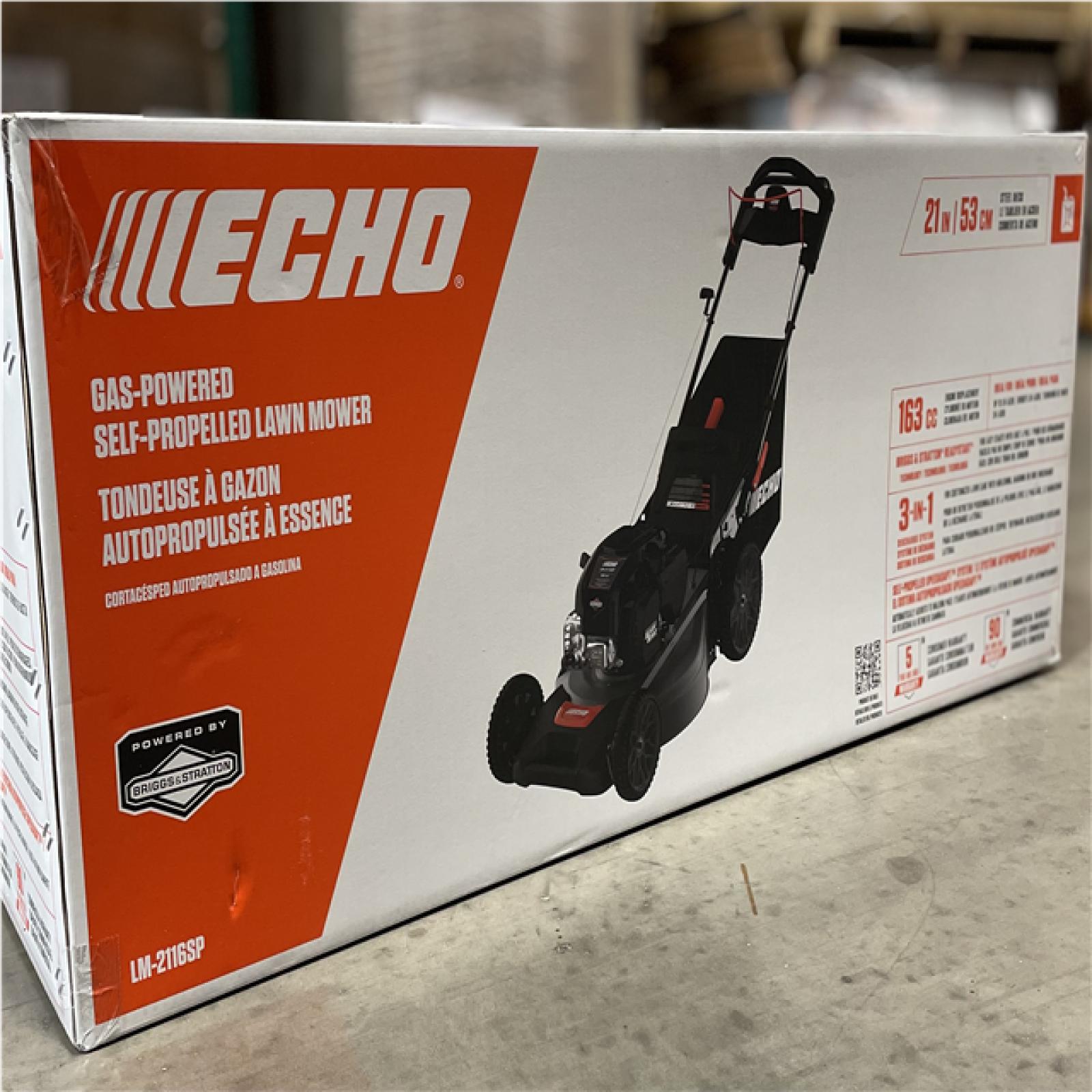 DALLAS LOCATION-NEW! ECHO 21 in. 163 cc Briggs and Stratton Gas 3-in-1 One Blade RWD Self-Propelled Walk Behind Lawn Mower