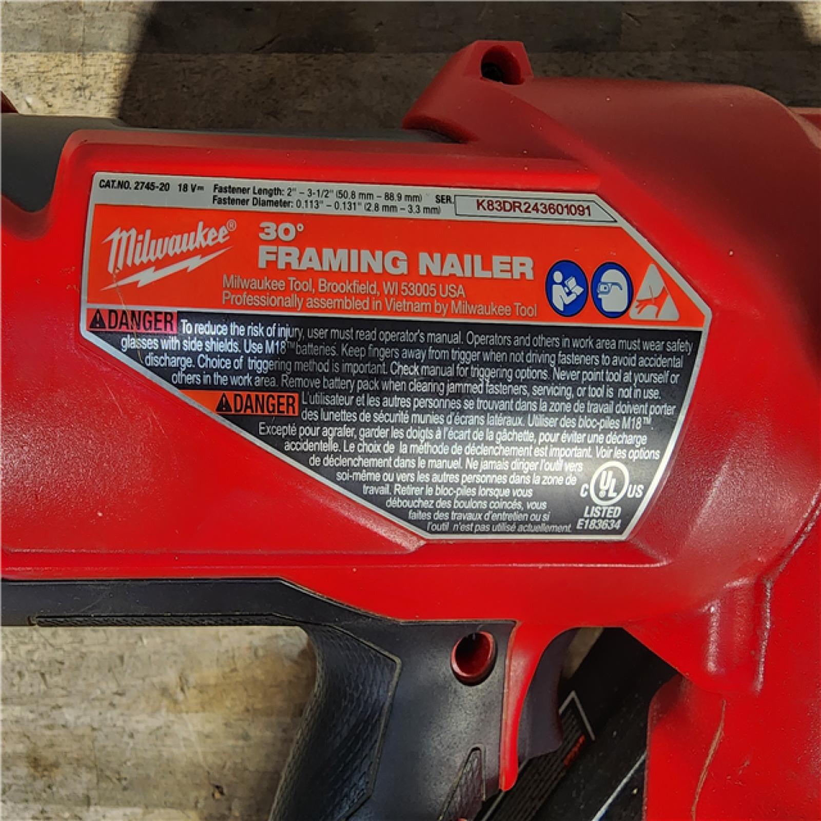 HOUSTON LOCATION - AS-IS Milwaukee M18 FUEL 30 Degree Framing Nailer (TOOL ONLY)