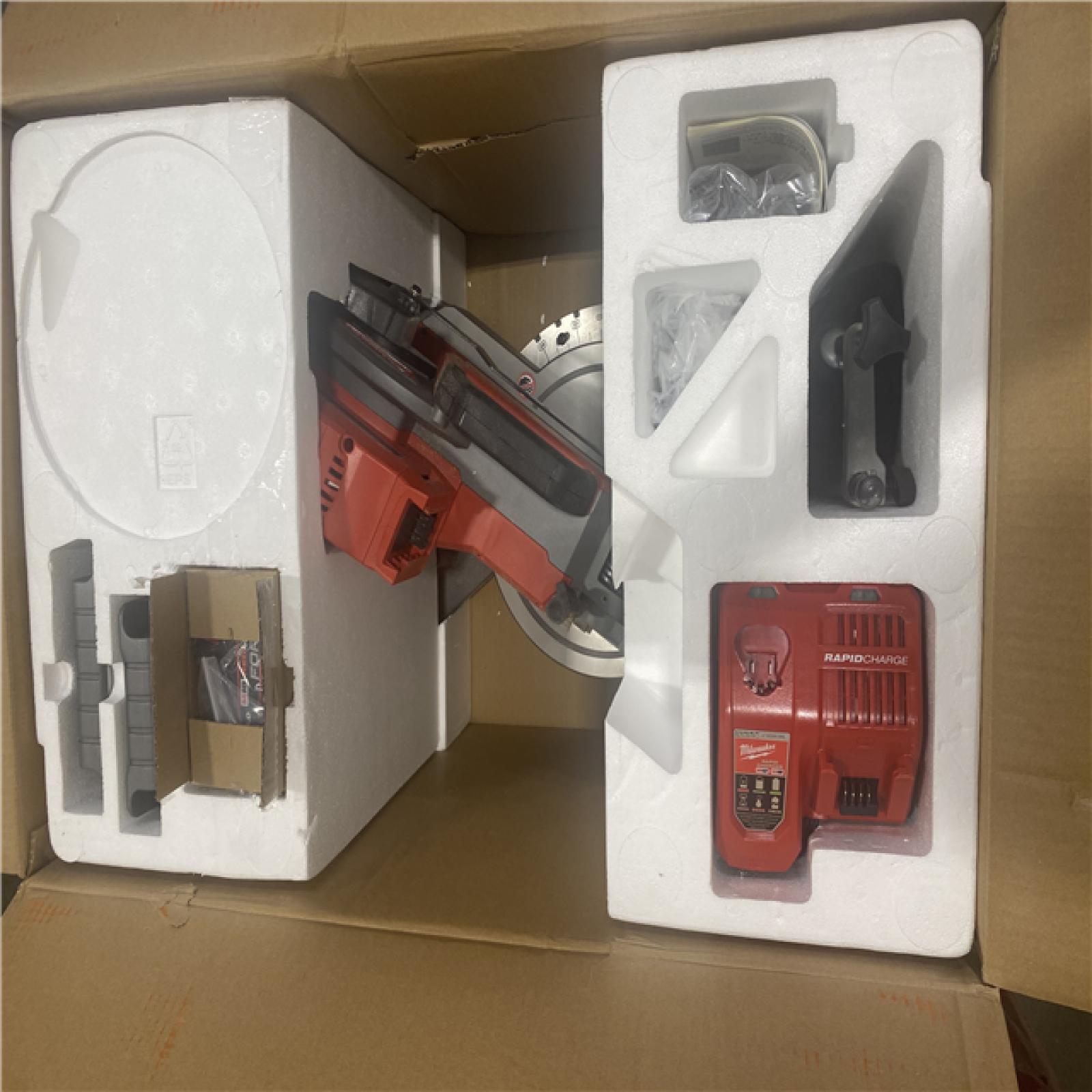 As-Is- Milwaukee FUEL 18V 10 in. Lithium-Ion Brushless Cordless Dual Bevel Sliding Compound Miter Saw Kit