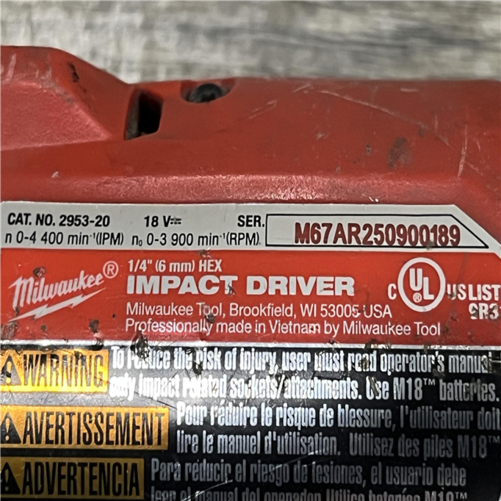 AS-IS Milwaukee FUEL 18V Lithium-Ion Brushless Cordless 1/4 in. Hex Impact Driver (Tool-Only)