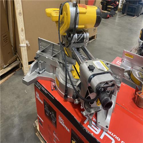 As-Is- DEWALT 15 Amp Corded 12 in. Double Bevel Sliding Compound Miter Saw