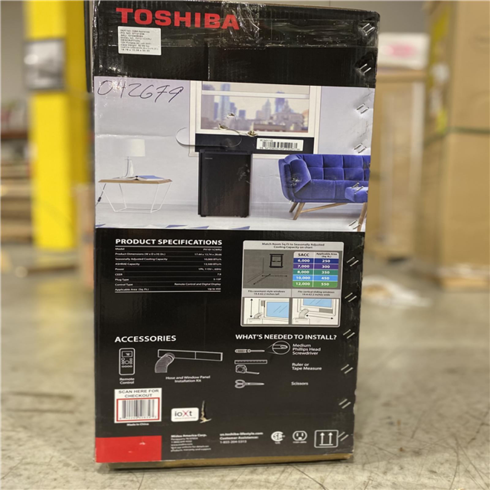 DALLAS LOCATION - Toshiba 10,000 BTU (13,500 BTU ASHRAE) 115-Volt Smart Wi-Fi Portable Air Conditioner for upto 450 sq. ft.
