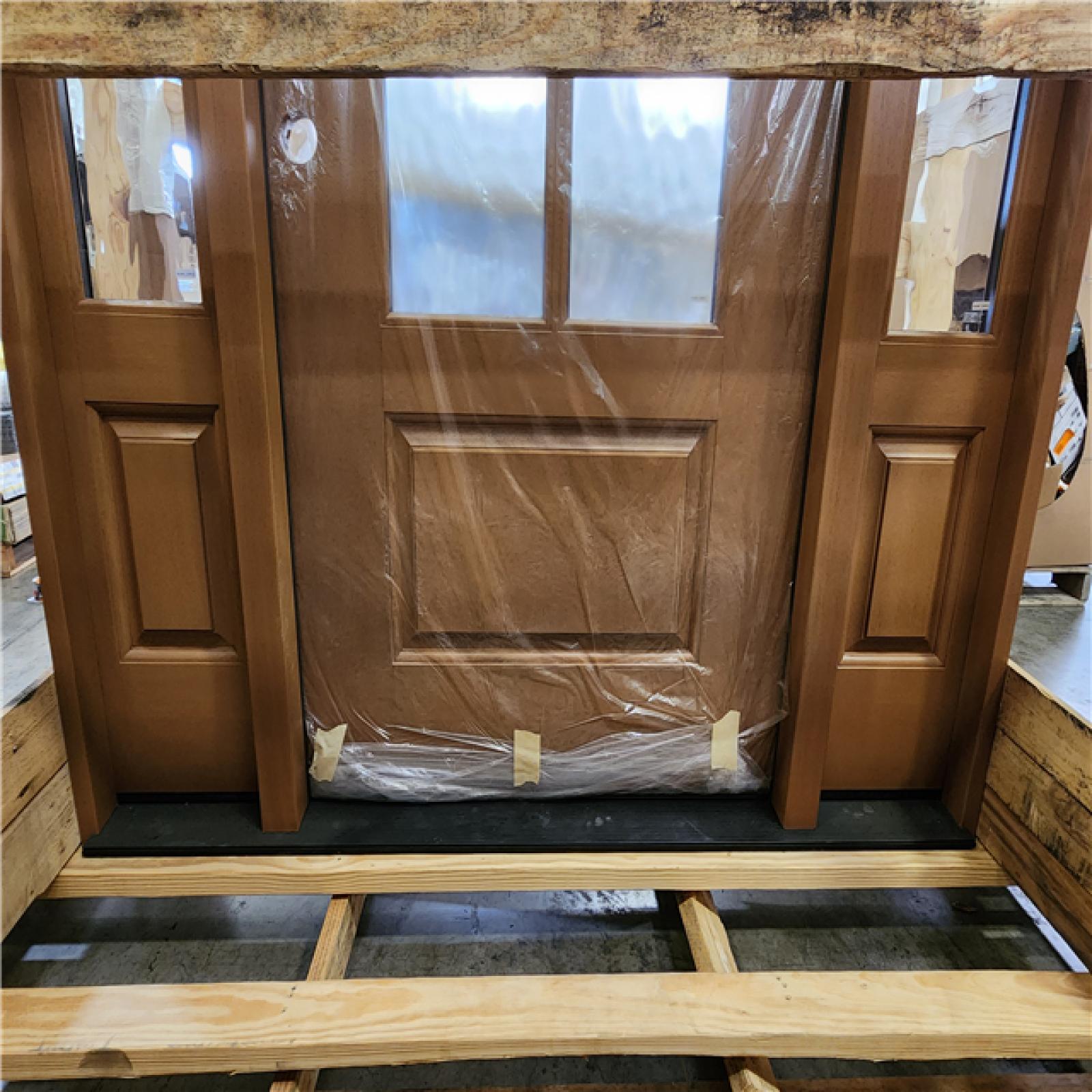 Phoenix NEW Steves & Sons Regency 64 in. x 80 in. 3/4Lite 4SDL Oasis Deco Glass RHIS Prefinish AutumnWht Fiberglass Prehung Front Door w/2_ 12inSL