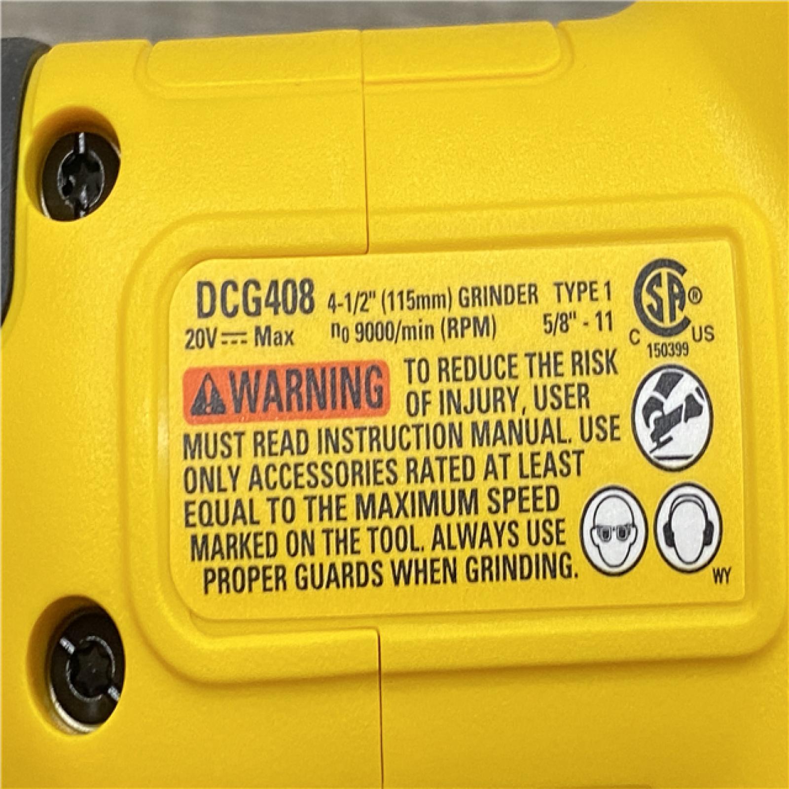 AS-IS DEWALT 20V MAX Cordless Brushless 4-1/2 in. Angle Grinder with Paddle Switch (Tool Only)