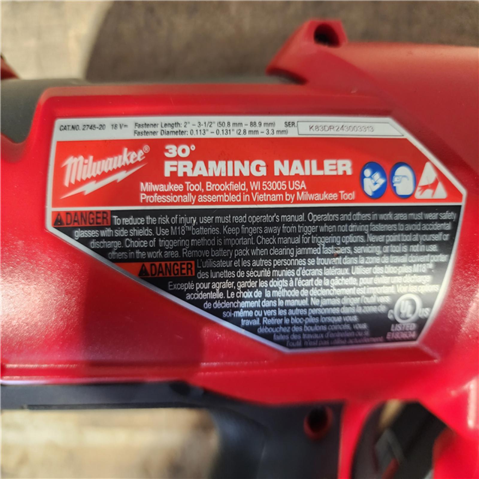 HOUSTON LOCATION - AS-IS Milwaukee FUEL 3-1/2 in. 18-Volt 30-Degree Lithium-Ion Brushless Cordless Framing Nailer (Tool-Only)