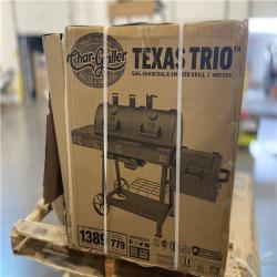 DALLAS LOCATION - Char-Griller Texas Trio 4-Burner Dual Fuel Grill with Smoker in Black