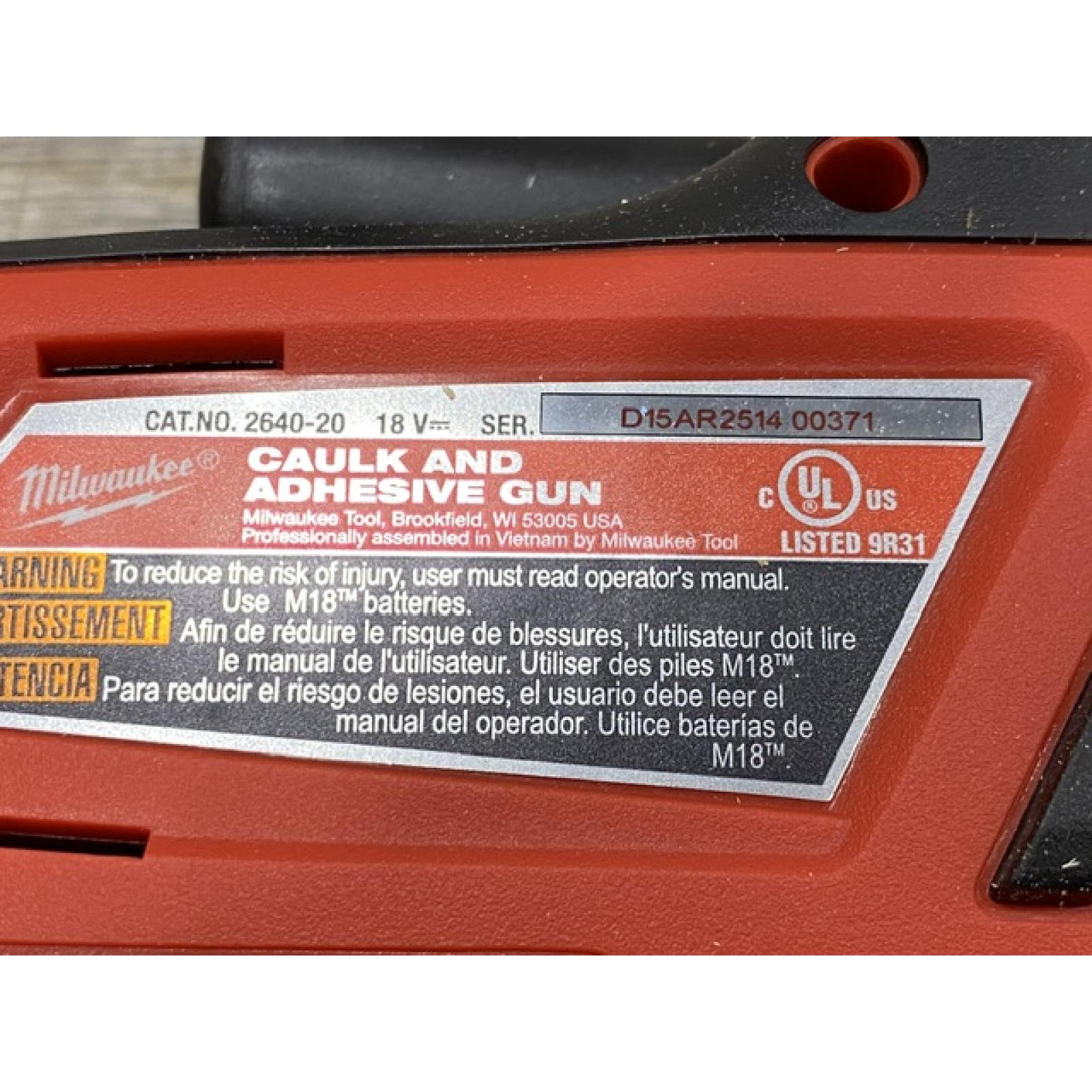 AS-IS Milwaukee 18-Volt Lithium-Ion Cordless 10 oz. Caulk and Adhesive Gun (Tool-Only)