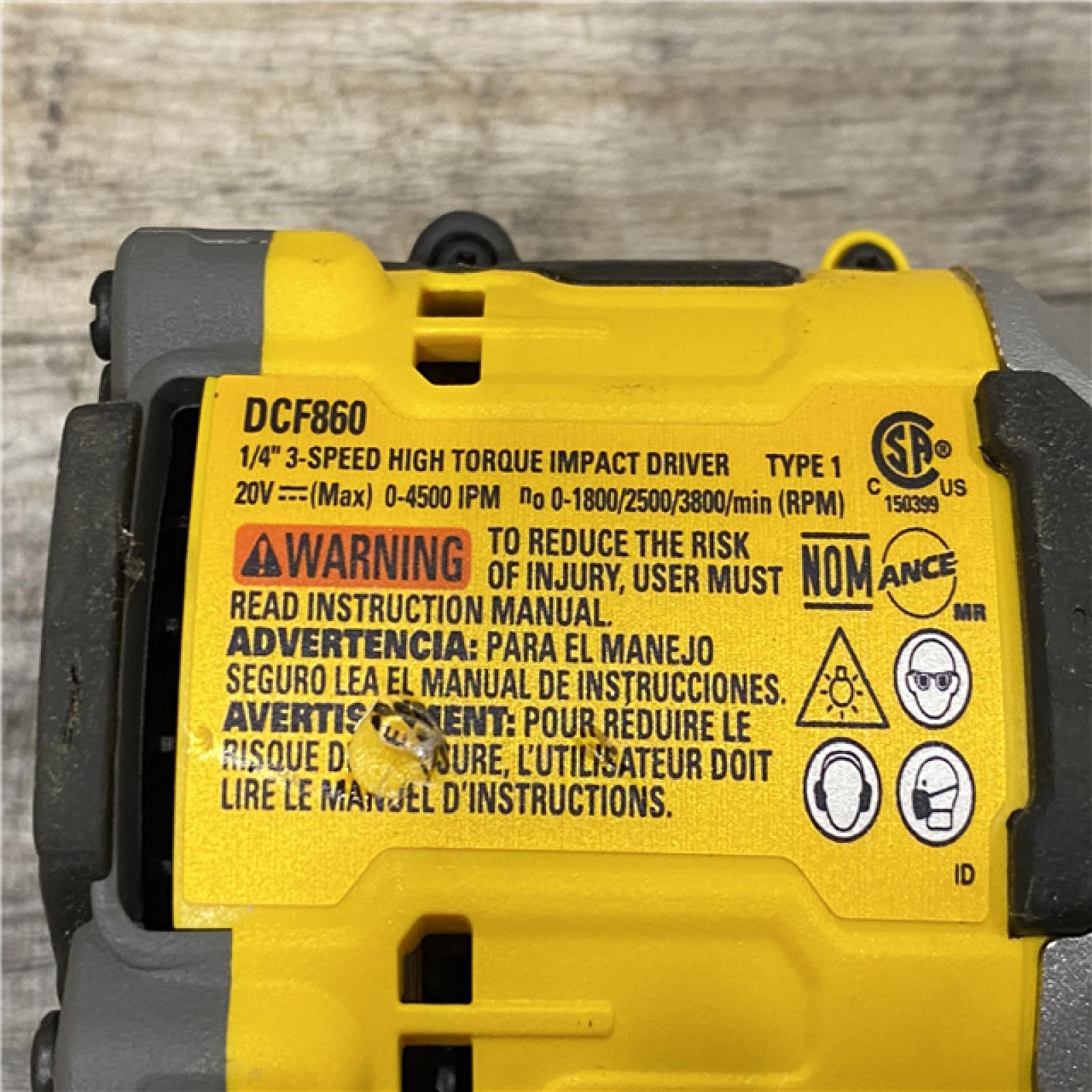 AS-IS DEWALT 20V MAX XR Lithium-Ion Brushless Cordless 3-Speed High Torque 1/4 in. Impact Driver Kit