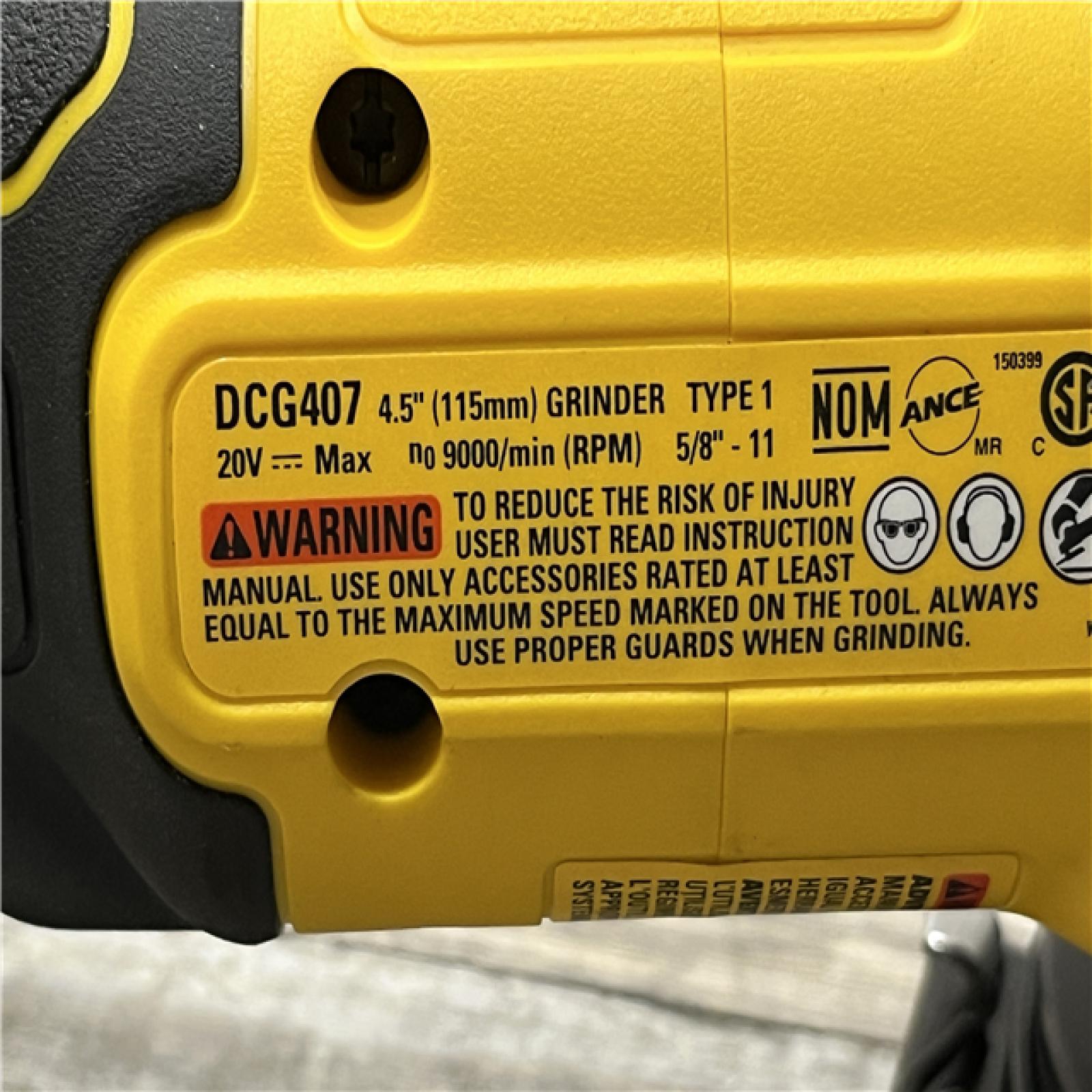 AS-IS DEWALT 20-Volt MAX Cordless Brushless 4-1/2 in. Angle Grinder with Slide Switch (Tool Only)
