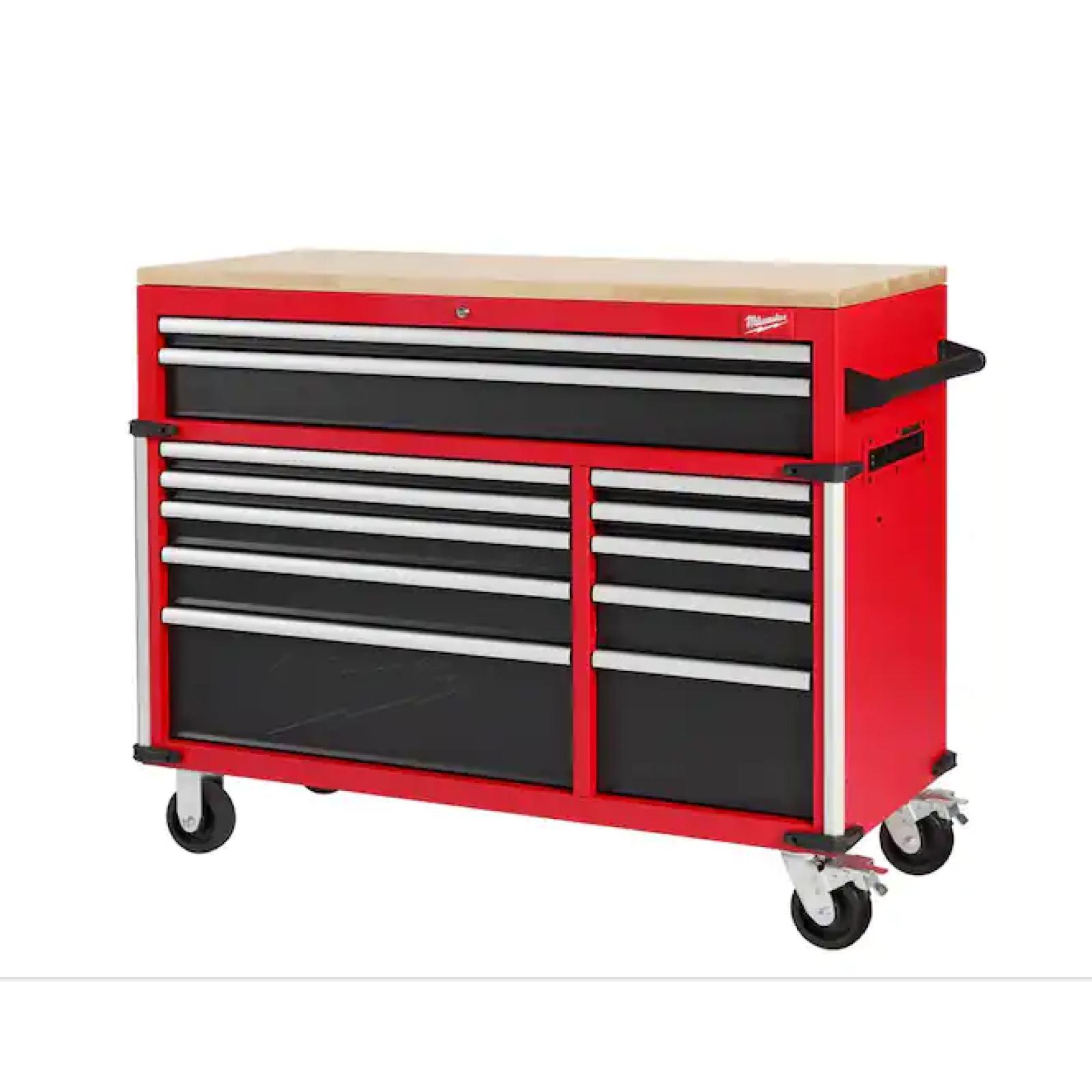 DALLAS LOCATION - Milwaukee Tool Storage 52 in. W x 22 in. D Heavy Duty Red Mobile Workbench Cabinet