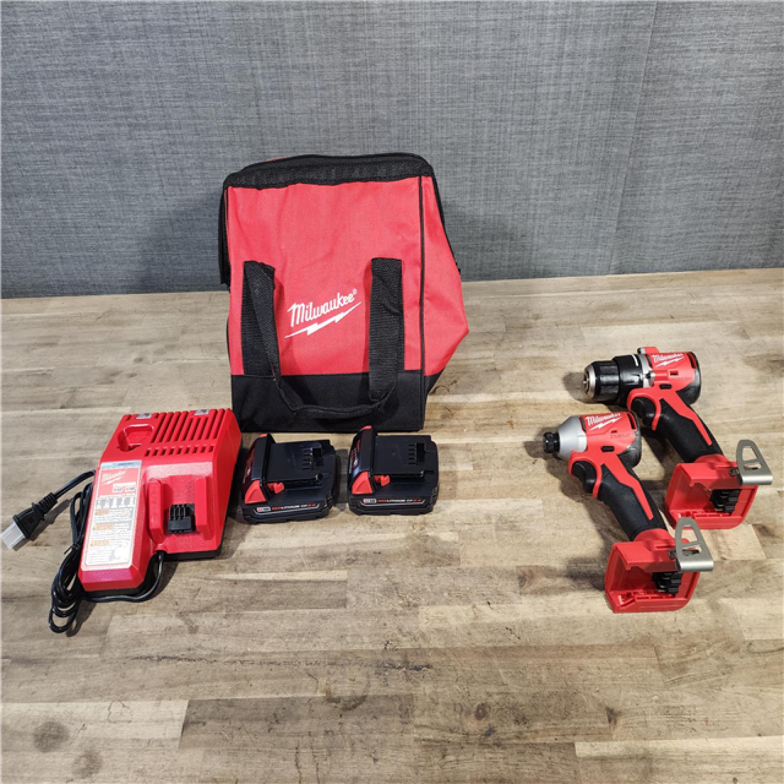 HOUSTON LOCATION - AS-IS M18 18-Volt Lithium-Ion Brushless Cordless Compact Hammer Drill/Impact Combo Kit (2-Tool) with (2) Batteries, Bag