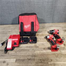 HOUSTON LOCATION - AS-IS M18 18-Volt Lithium-Ion Brushless Cordless Compact Hammer Drill/Impact Combo Kit (2-Tool) with (2) Batteries, Bag