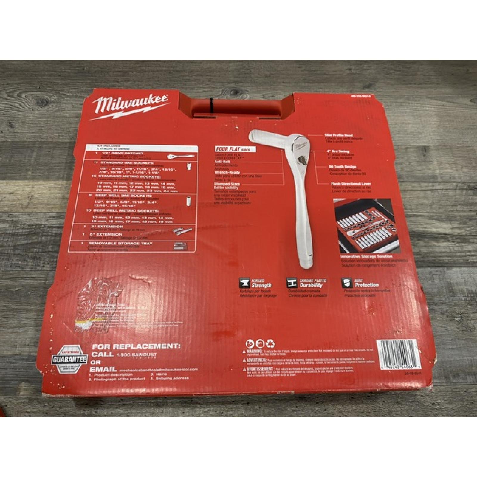 NEW - Milwaukee 1/2 in. Drive SAE/Metric Ratchet and Socket Mechanics Tool Set (47-Piece)
