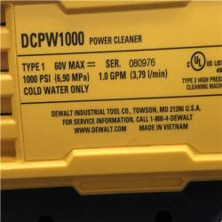 AS-IS DEWALT FLEXVOLT 60V MAX 1000 PSI 1.0 GPM Cold Water Cordless Power Cleaner (Tool Only)