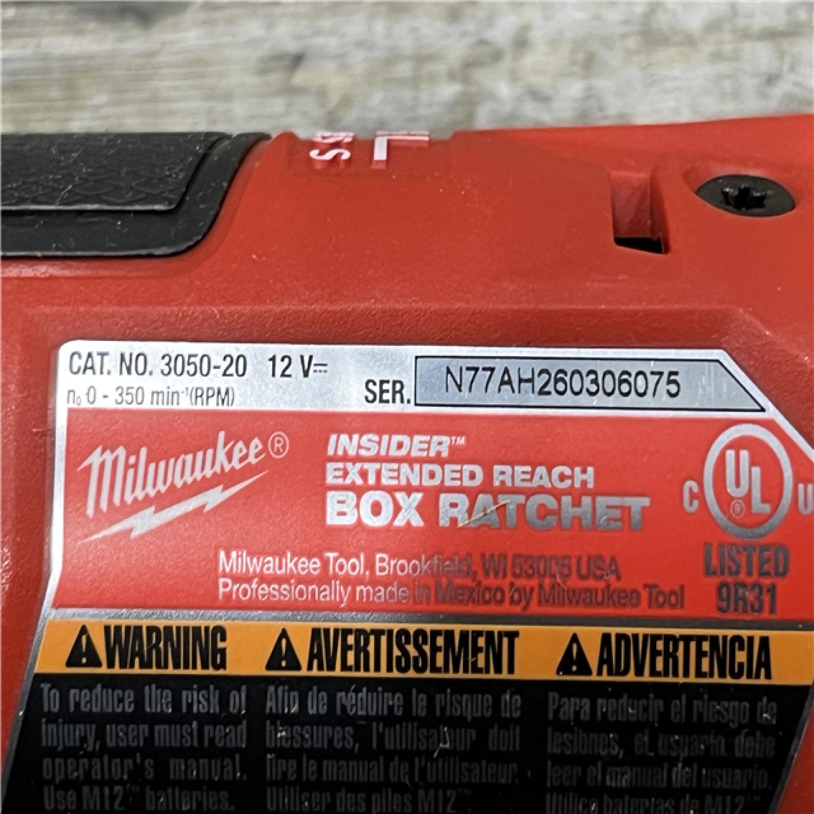 AS-IS Milwaukee FUEL INSIDER 12V Lithium-Ion Brushless Cordless 1/4 in. - 3/8 in. Extended Reach Box Ratchet (Tool-Only)