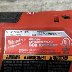 AS-IS Milwaukee FUEL INSIDER 12V Lithium-Ion Brushless Cordless 1/4 in. - 3/8 in. Extended Reach Box Ratchet (Tool-Only)