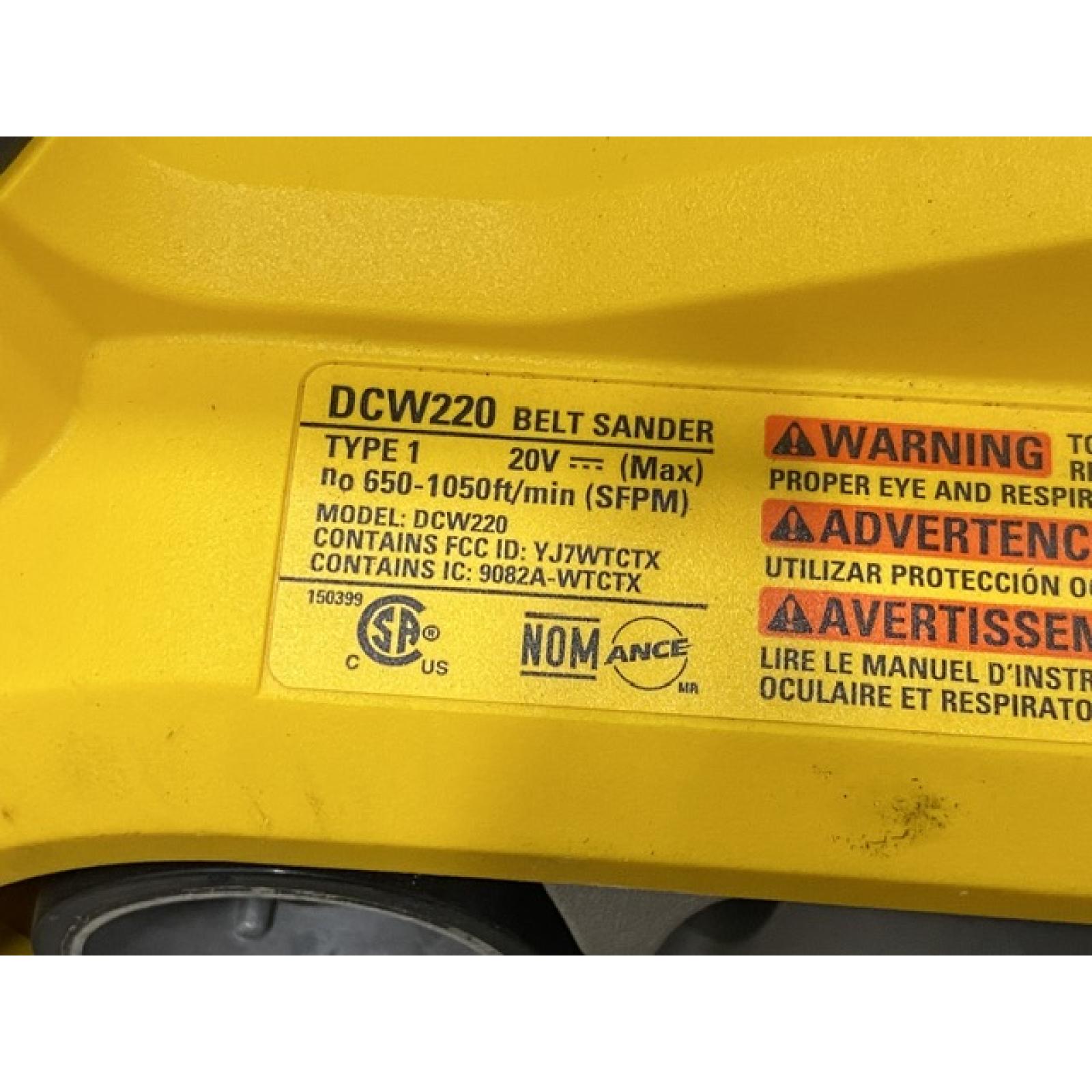 AS-IS DEWALT 20V MAX* XR Brushless Cordless Belt Sander (Tool-Only)