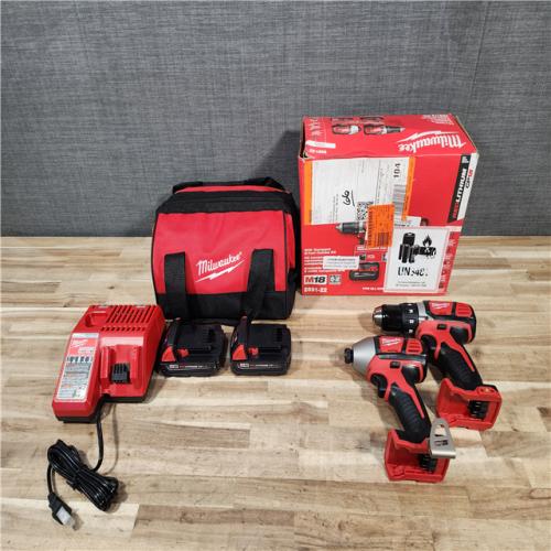 HOUSTON LOCATION - AS-IS Milwaukee 18V Lithium-Ion Cordless Drill Driver/Impact Driver Combo Kit