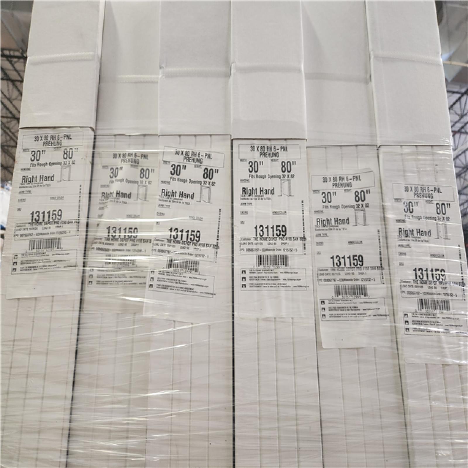 Phoenix NEW Masonite 30 in. x 80 in. 6-Panel Right-Hand Prehung Door Pallet of 6