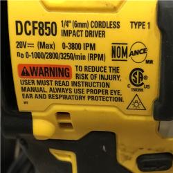 AS-IS DEWALT ATOMIC 20V MAX Lithium-Ion Cordless 1/4 in. Brushless Impact Driver Kit