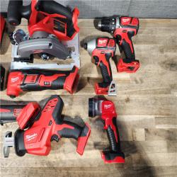 HOUSTON LOCATION - AS-IS MILWAUKEE 7 TOOL COMBO KIT W/ (2) BATTERY & CHARGER
