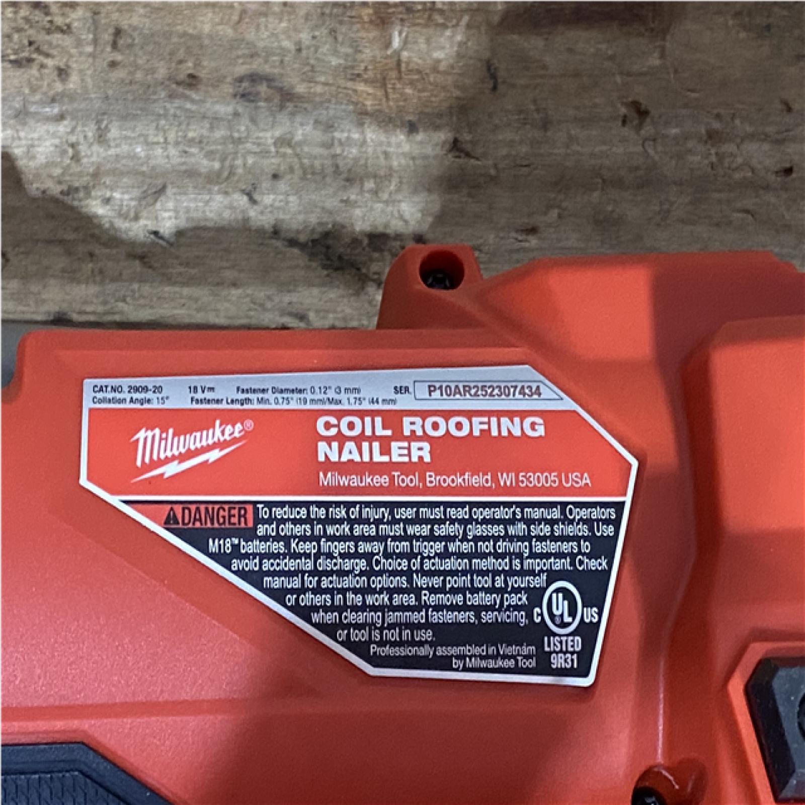 Houston Location AS-IS Milwaukee FUEL 18-Volt Lithium-Ion Brushless Cordless Coil Roofing Nailer (Tool Only)
