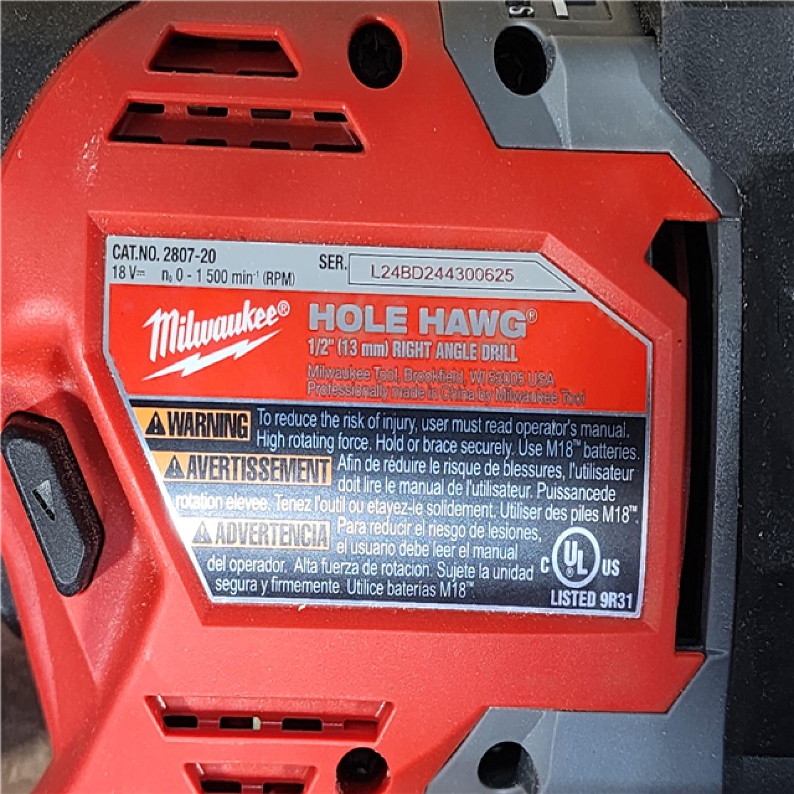 HOUSTON LOCATION - AS-IS Milwaukee FUEL GEN II 18V Lithium-Ion Brushless Cordless 1/2 in. Hole Hawg Right Angle Drill (Tool-Only)