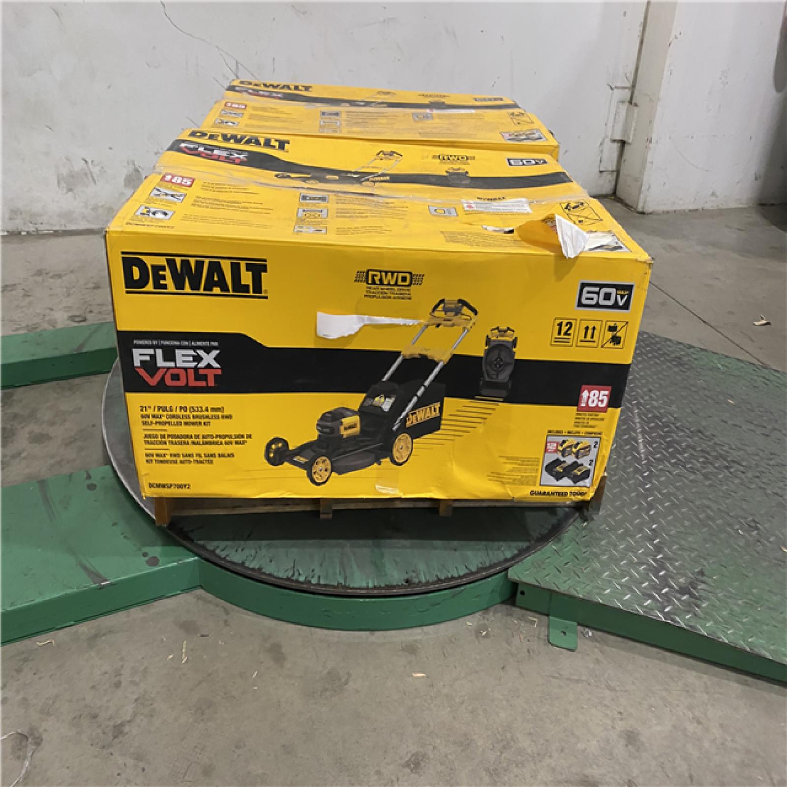 Dallas Location - NEW-DEWALT FLEXVOLT 2x60V MAX 21 in. Cordless Battery Lawn Mower Kit with (2) 12.0 Ah Batteries and Chargers(lot Of 2)