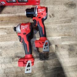 HOUSTON LOCATION - AS-IS Milwaukee M18 18V Lithium-Ion Brushless Cordless Compact Drill/Impact Combo Kit (2-Tool) W/(2) 2.0 Ah Batteries  Charger & Bag