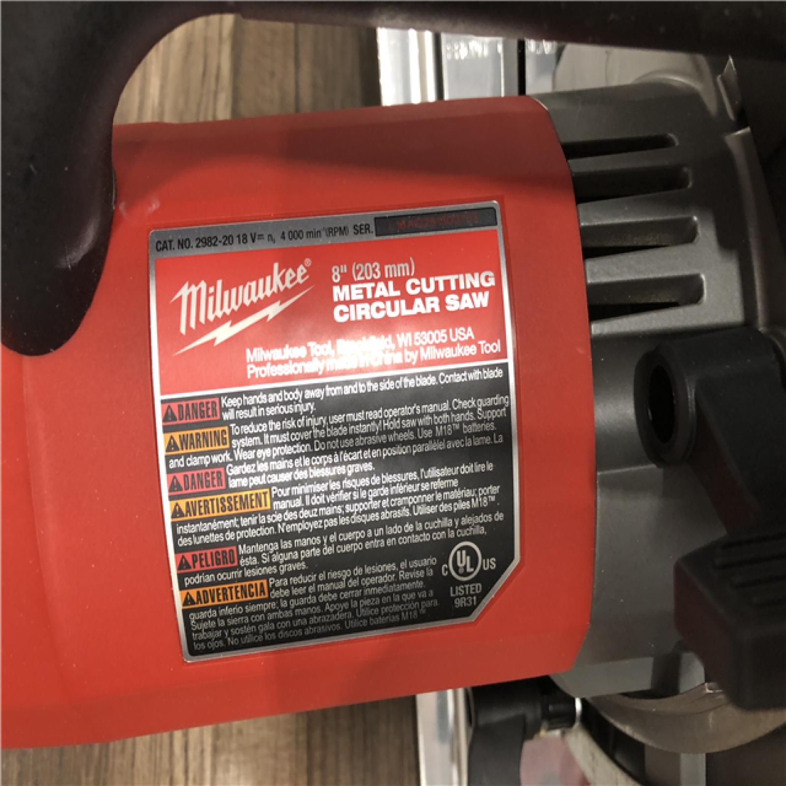 AS-IS Milwaukee FUEL 18V 8 in. Lithium-Ion Brushless Cordless Metal Cutting Circular Saw (Tool-Only)