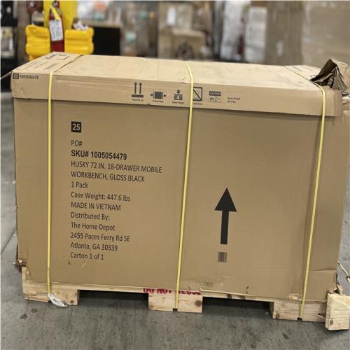 DALLAS LOCATION- AS-IS HUSKY 72 in. W Gloss Black Mobile Workbench Tool Chest